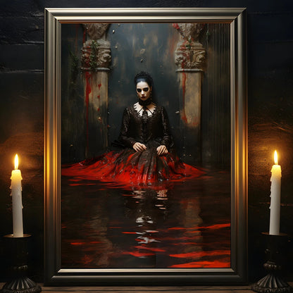 Retro Spooky Haunted Mansion Print, Canvas Painting, Halloween-Victorian Home Decor