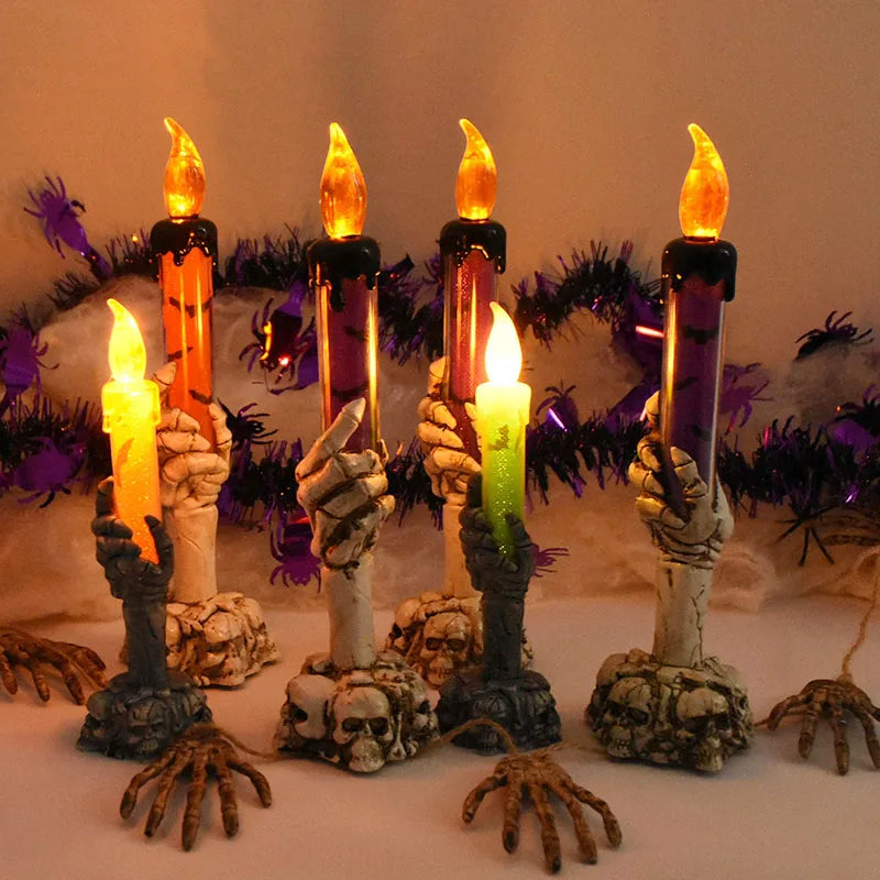 Spooky LED Ghost Skeleton Hand Candle Lamp
