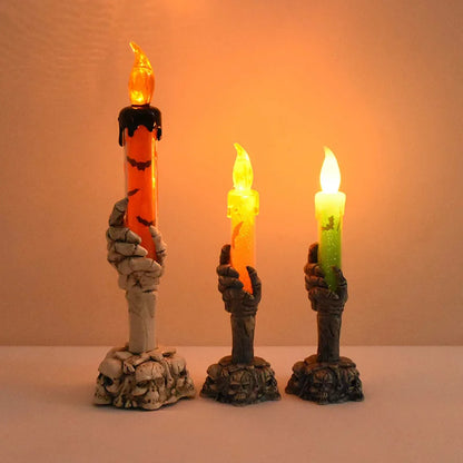 Spooky LED Ghost Skeleton Hand Candle Lamp