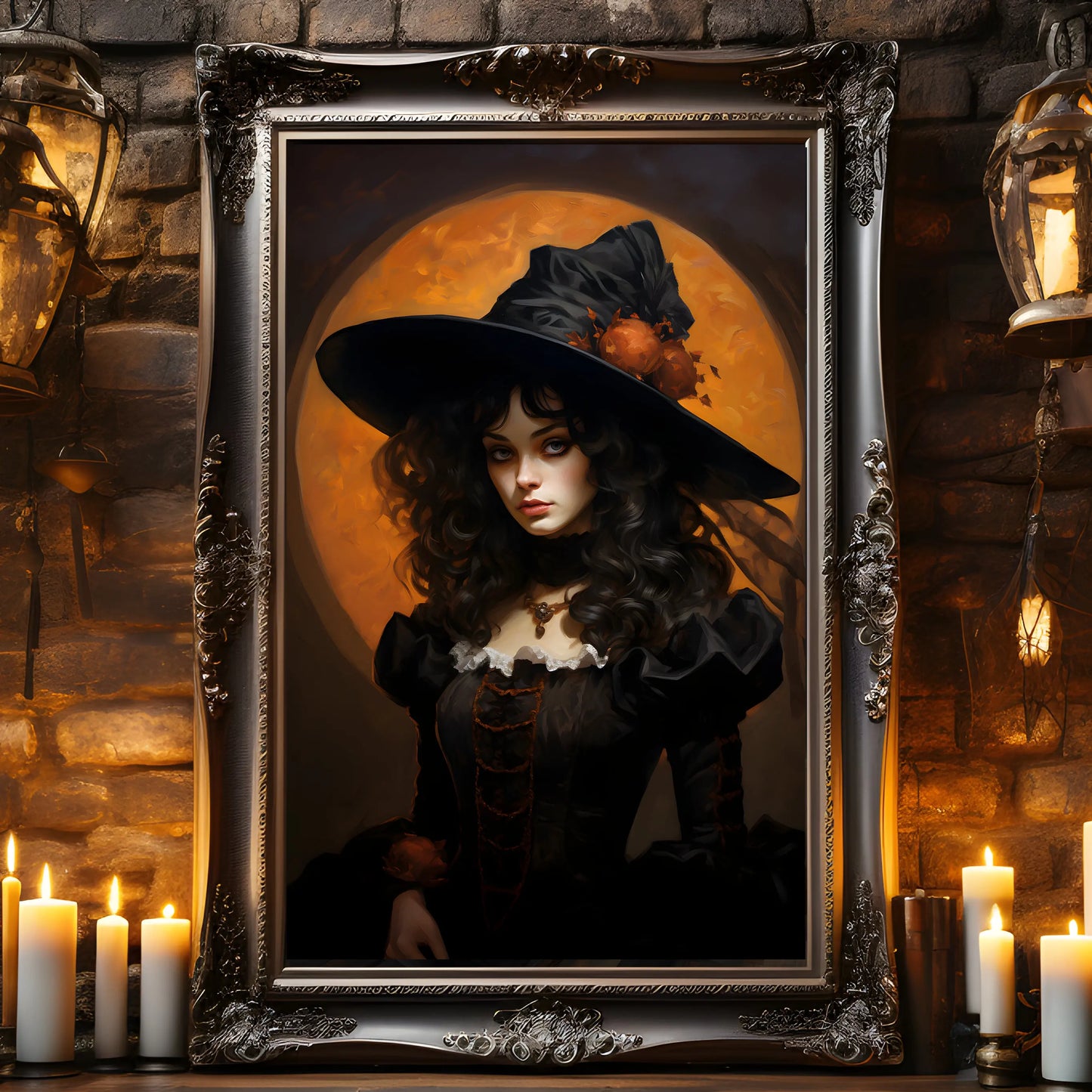 Retro Spooky Haunted Mansion Print, Canvas Painting, Halloween-Victorian Home Decor