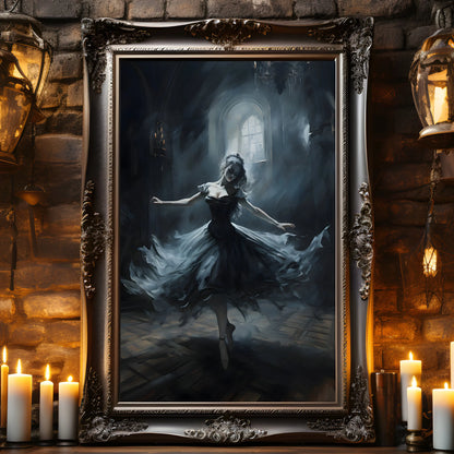 Retro Spooky Haunted Mansion Print, Canvas Painting, Halloween-Victorian Home Decor