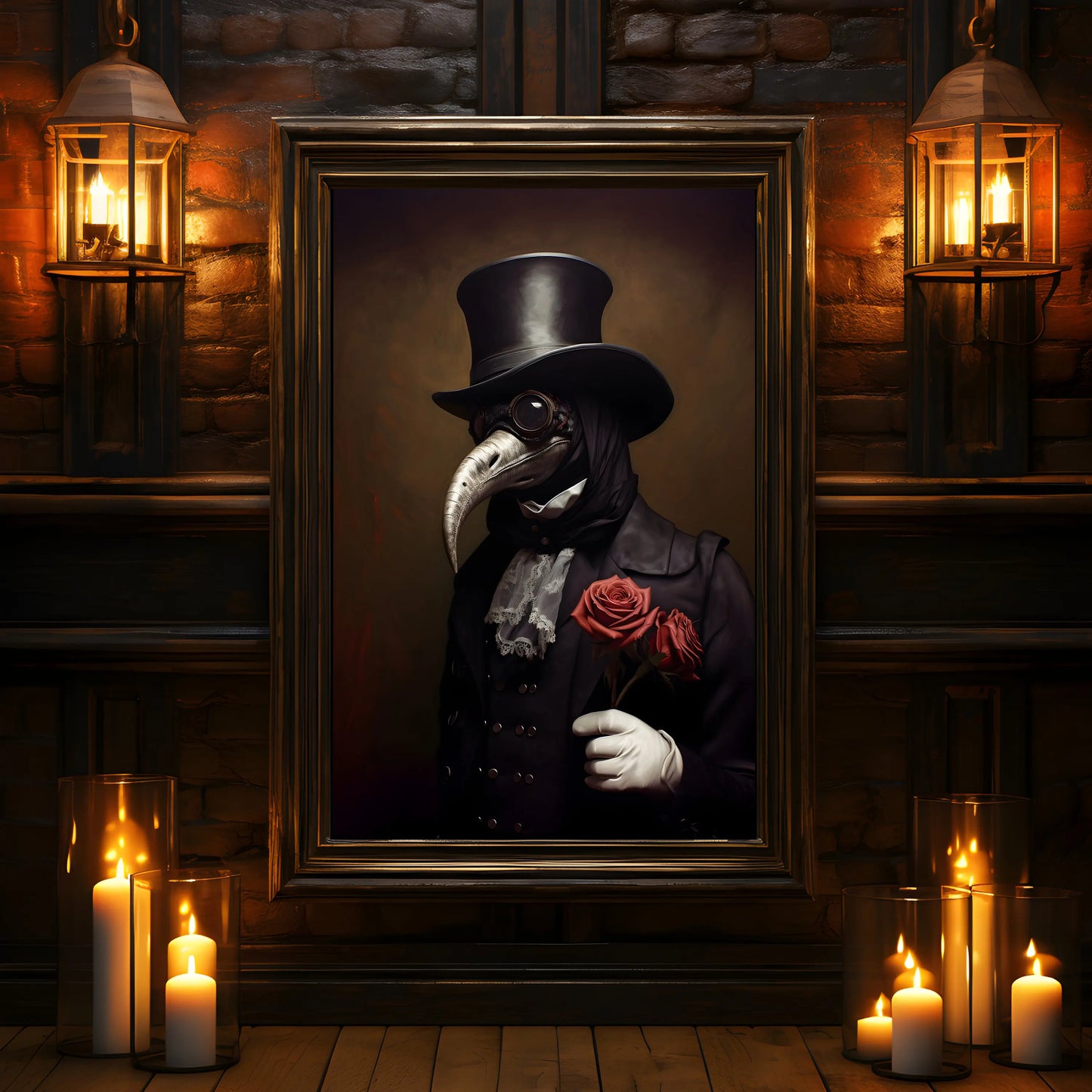 Retro Spooky Haunted Mansion Print, Canvas Painting, Halloween-Victorian Home Decor