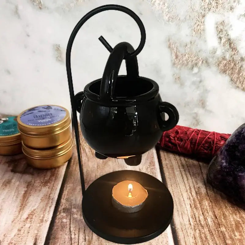Hanging Cauldron Wax Burner, Tealight Candle Holder, Oil Burner, Halloween Decor
