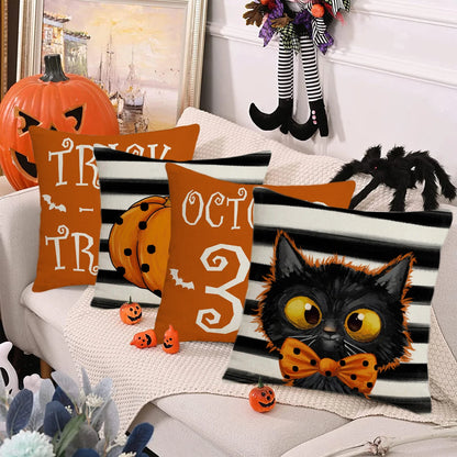 45cm/17.7in. Linen Halloween Pillow Cover: Pumpkin, Bat, Wizard, Ghost, Halloween/Fall Decor