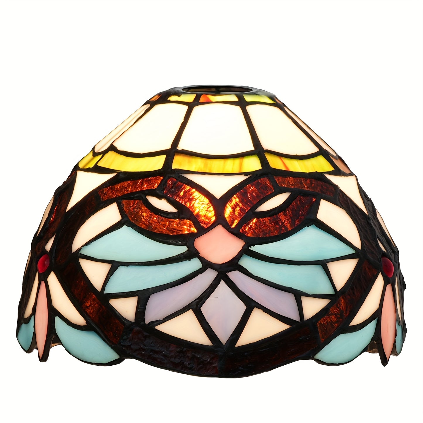 Victorian Stained Glass Lampshade for Baroque Lamp, Chandelier Ceiling Fixture - 8 Inches