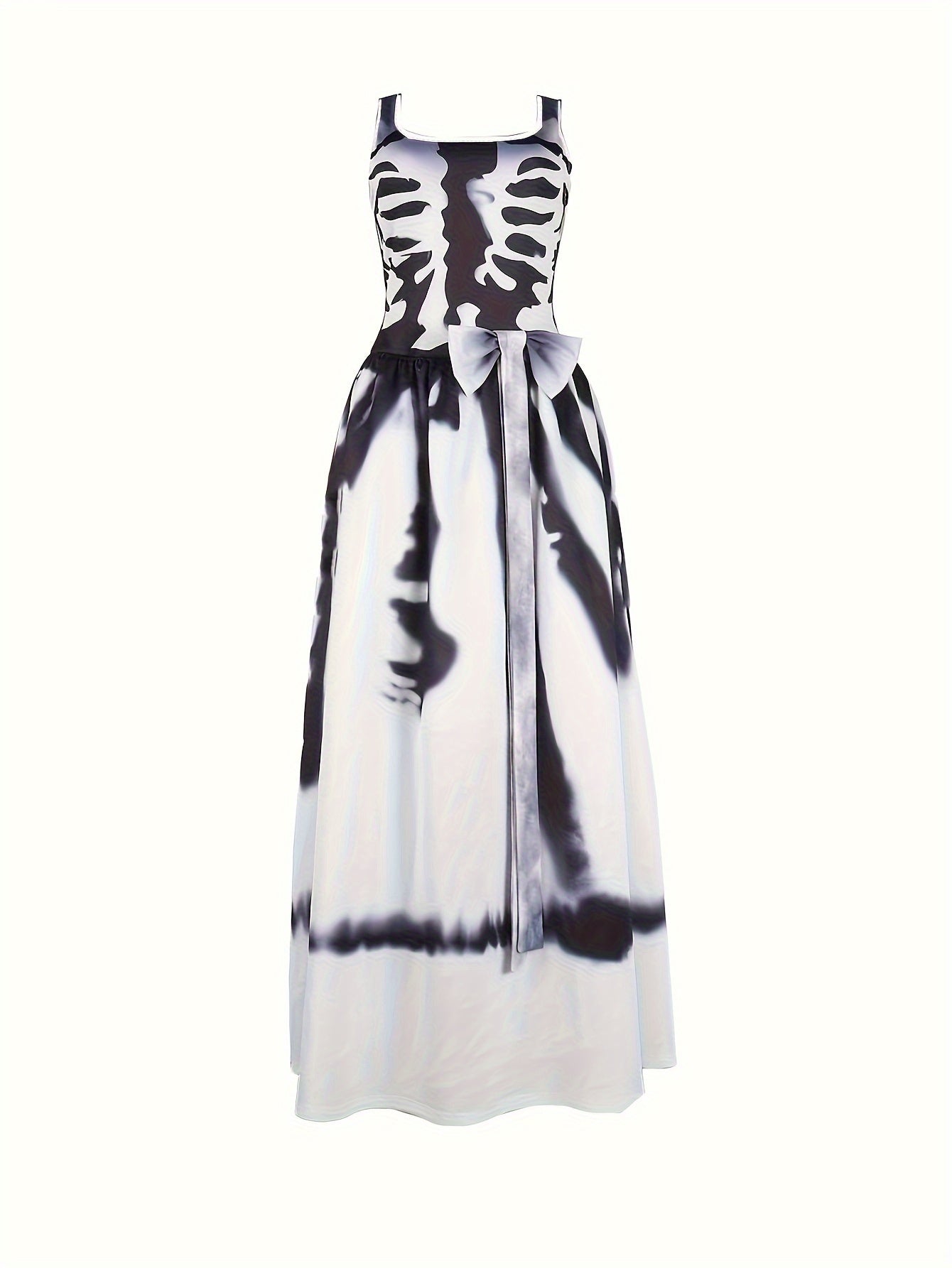 Elegant Skeleton Print A-line Party Dress for Adults