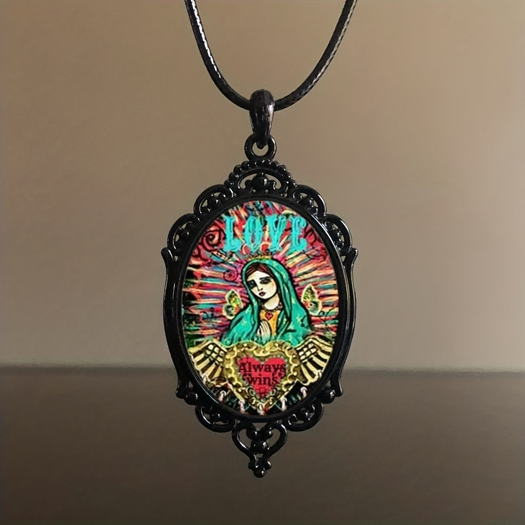 1 Pc Victorian Costume Necklace, Dark Cemetery and Bats Pendant, Halloween Jewelry