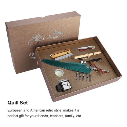 Retro Quill Feather Writing Pen Gift Box Set