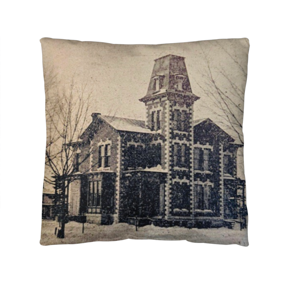 Victorian-style Throw Pillow- Historic Mapletown Manor, Then & Now