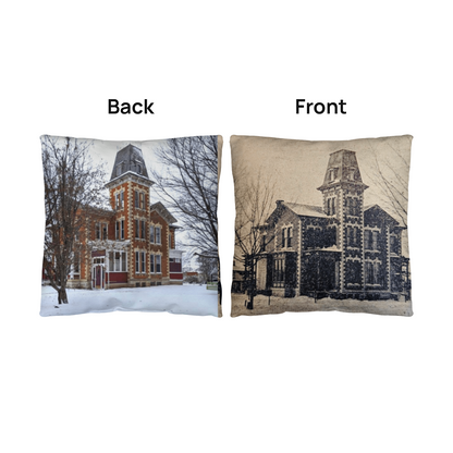 Victorian-style Throw Pillow- Historic Mapletown Manor, Then & Now