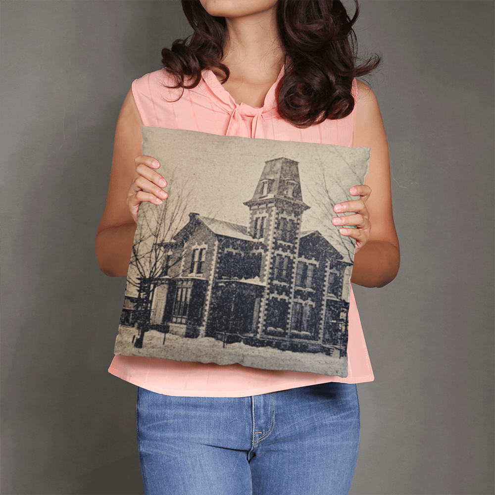 Victorian-style Throw Pillow- Historic Mapletown Manor, Then & Now