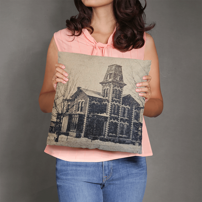 Victorian-style Throw Pillow- Historic Mapletown Manor, Then & Now