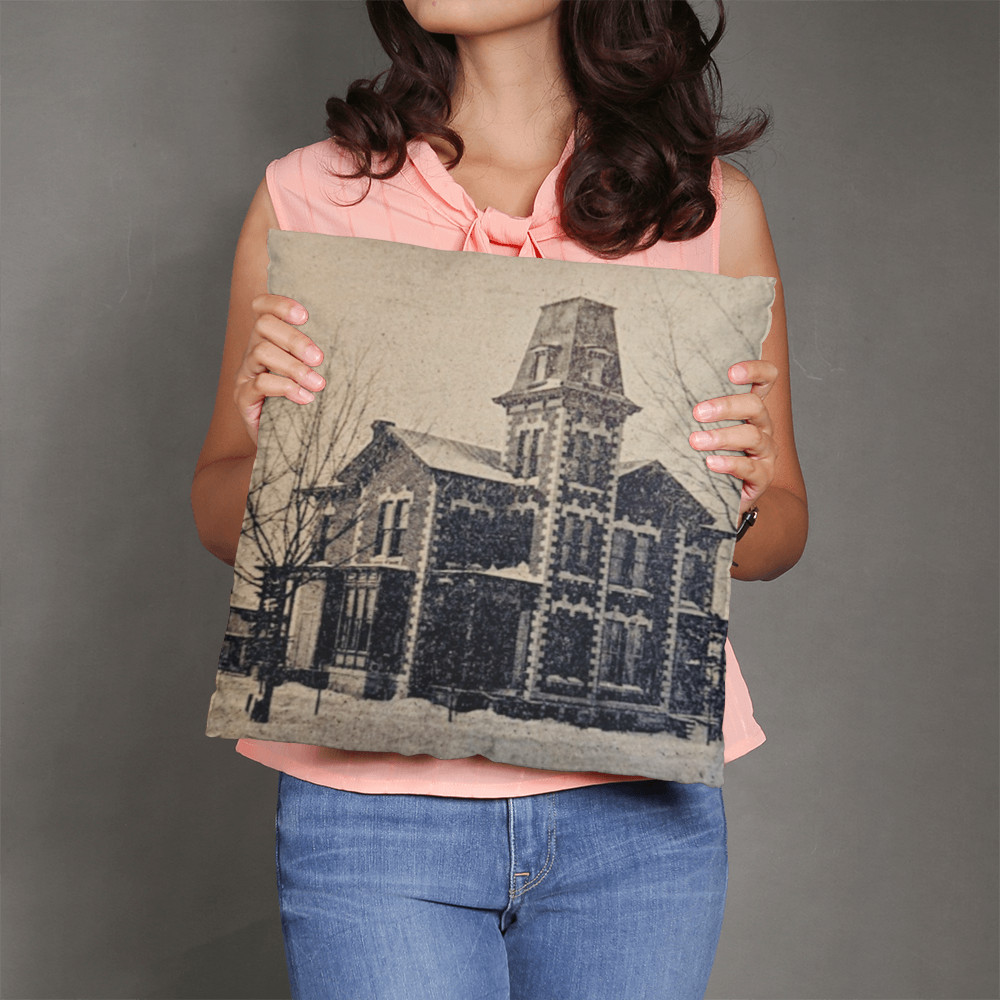 Victorian-style Throw Pillow- Historic Mapletown Manor, Then & Now