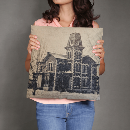 Victorian-style Throw Pillow- Historic Mapletown Manor, Then & Now