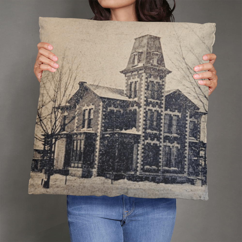 Victorian-style Throw Pillow- Historic Mapletown Manor, Then & Now