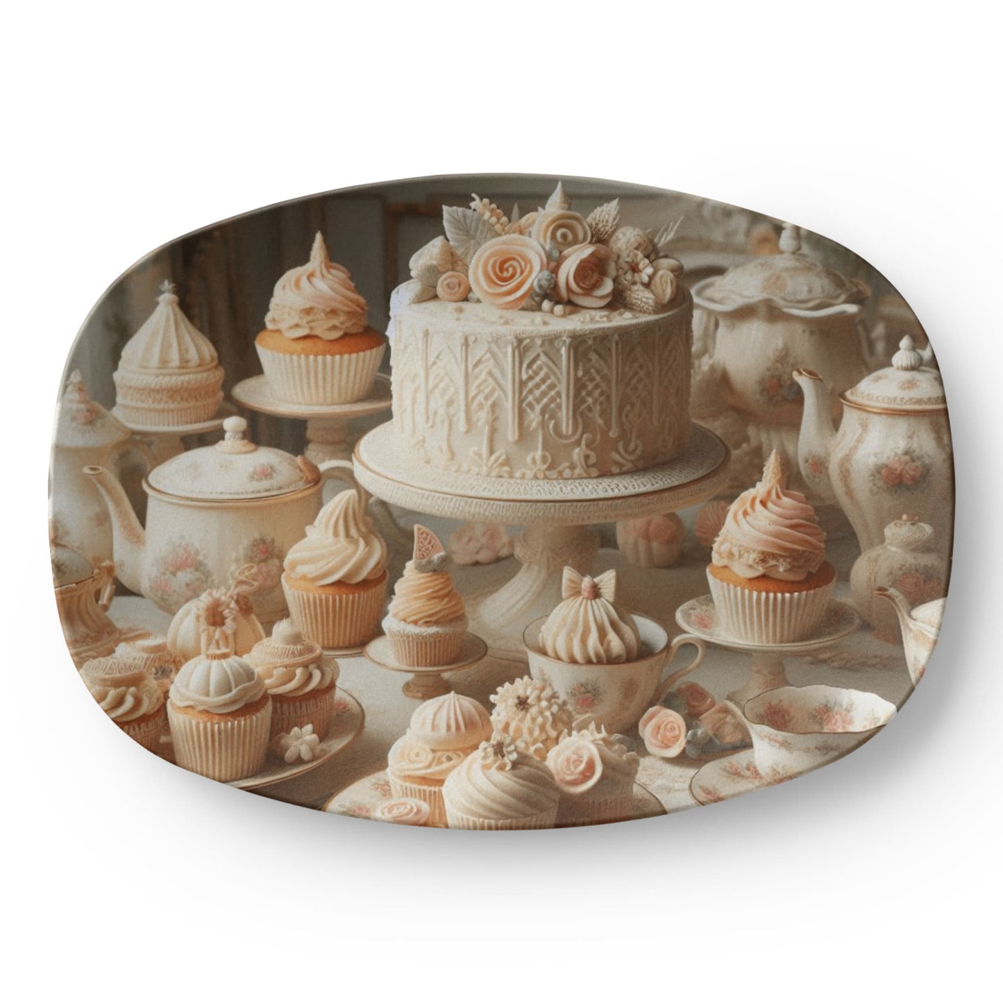 Victorian Cake and Cupcakes Platter- Display/Serving Tray