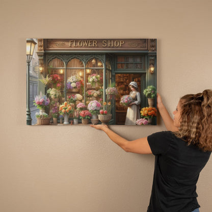Victorian Flower Shop Image,  Wrapped Canvas Wall Art: 36x24 inches
