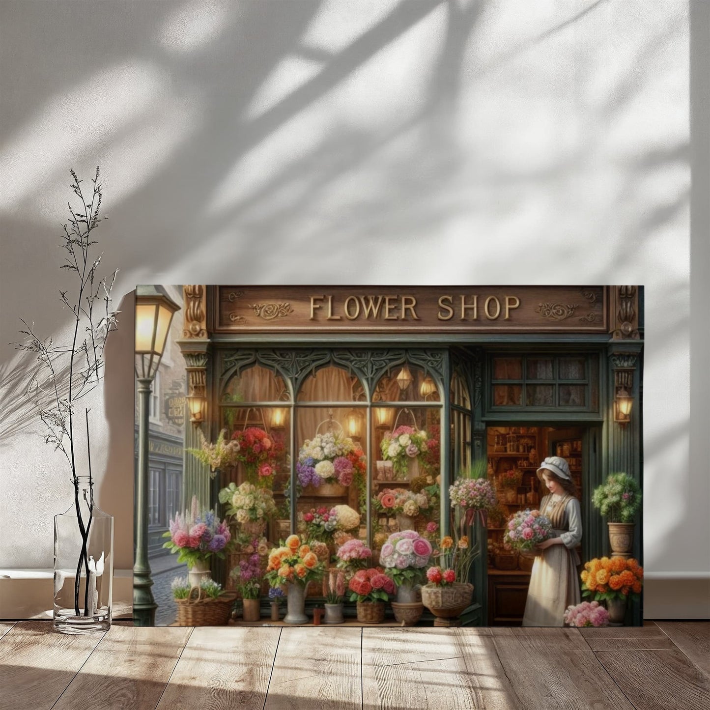 Victorian Flower Shop Image,  Wrapped Canvas Wall Art: 36x24 inches