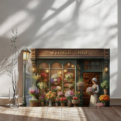 Victorian Flower Shop Image,  Wrapped Canvas Wall Art: 36x24 inches