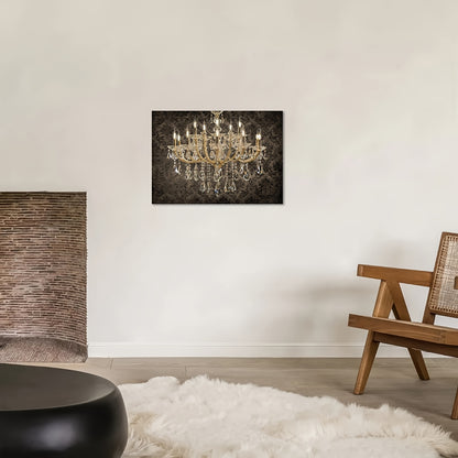 1pc Wall Hanging Canvas Print- Wall Art Glam Black Pattern, Victorian Chandelier Canvas