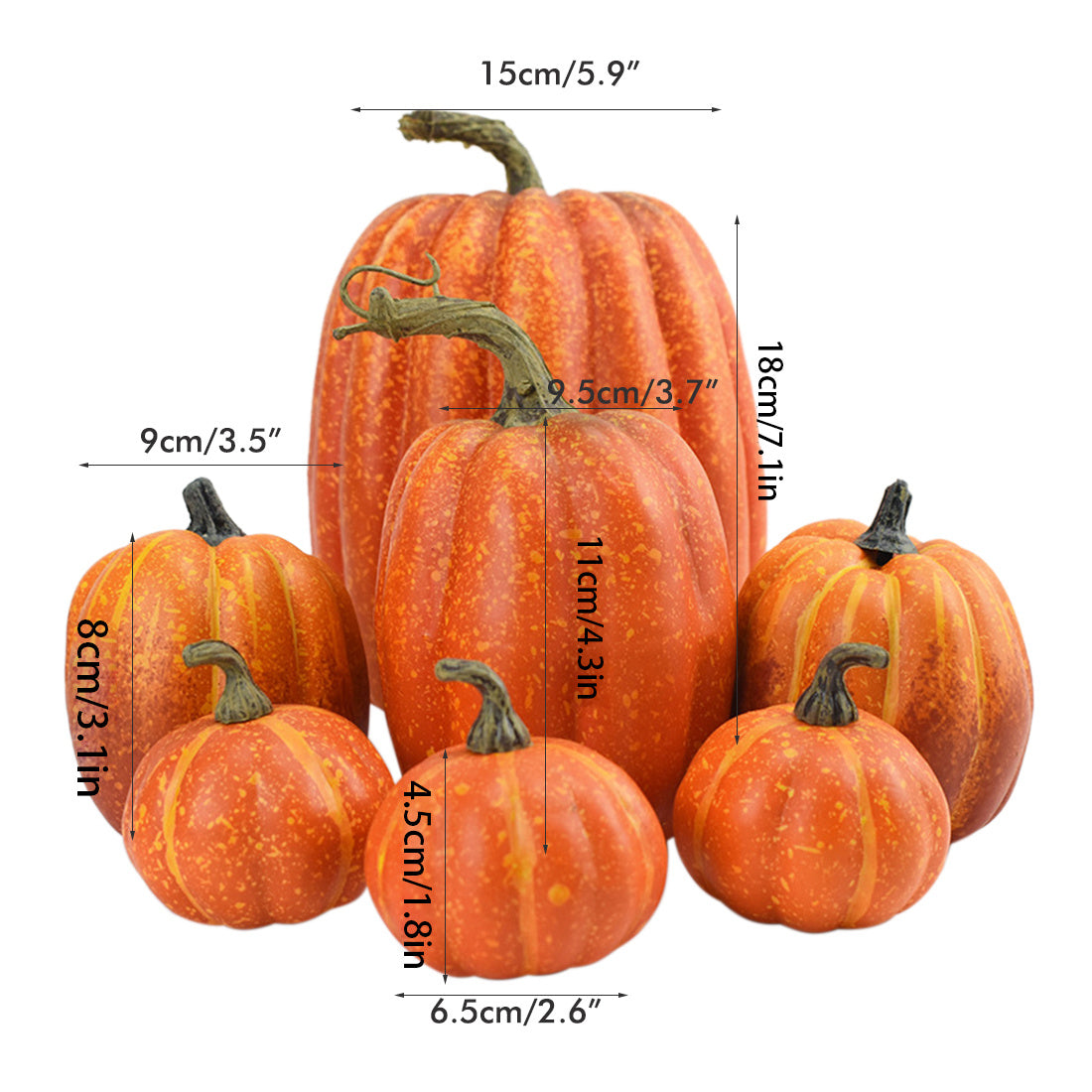 7 Piece Decorative Classic Pumpkins Set- Fall Decor
