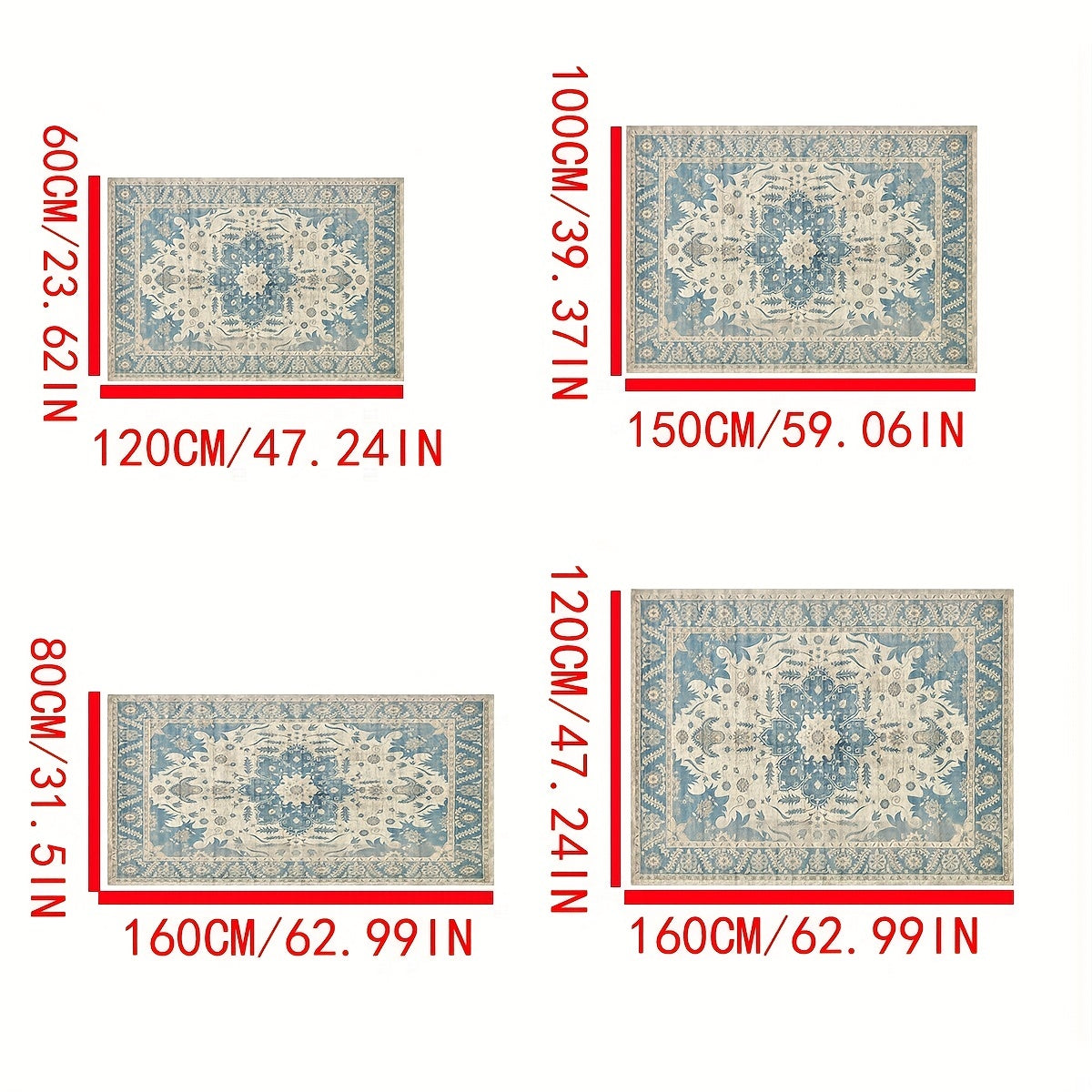 1pc Washable Nordic Style Area Rug - Soft, Vintage, Victorian