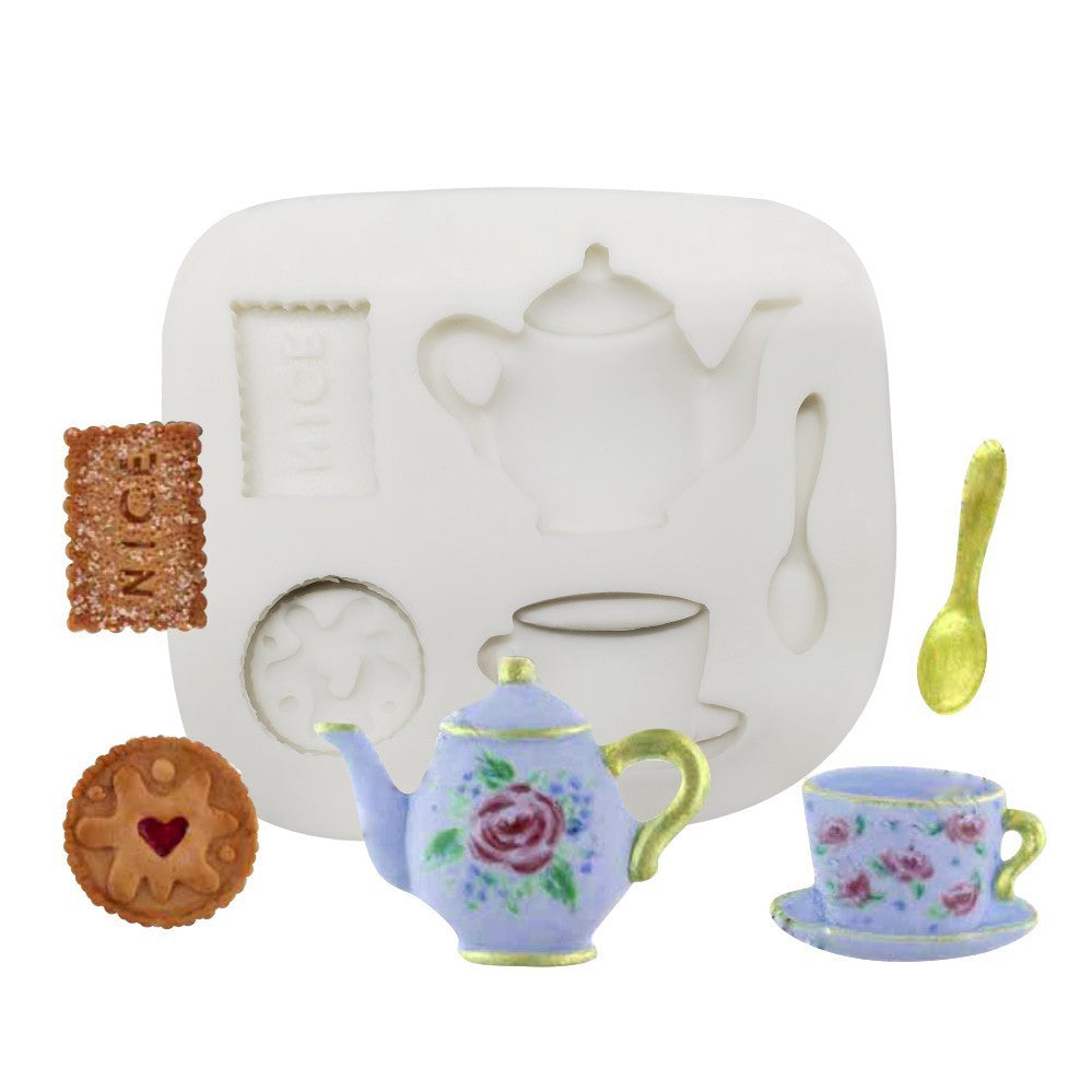 Mini Tea Set Silicone Mold for Chocolate, Fondant, Wax