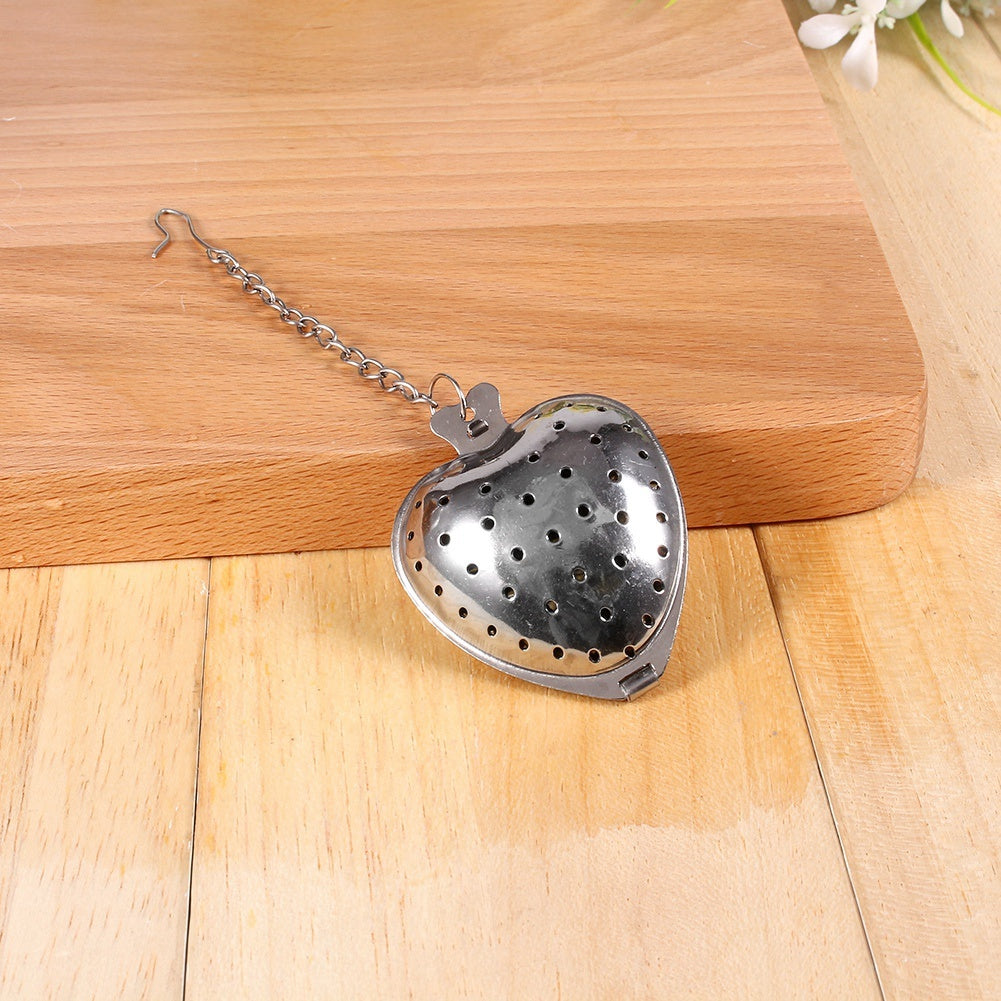 Stainless Steel Loose Tea Infuser Leaf Strainer Filter Diffuser Herbal Spice Heart Chain