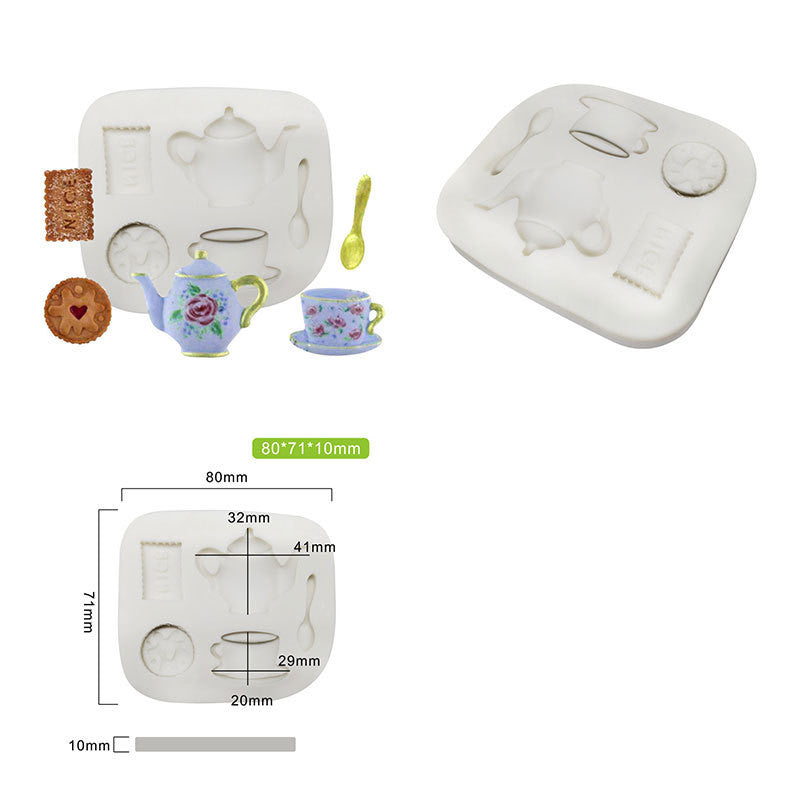 Mini Tea Set Silicone Mold for Chocolate, Fondant, Wax