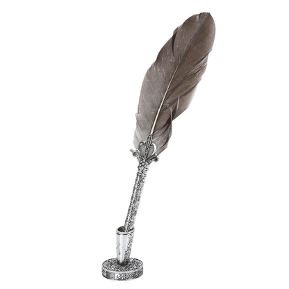 Old-world Feather Pen and Ink Dip Set