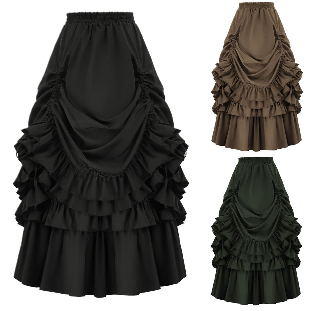Vintage Victorian-Steampunk Ruffled Skirt