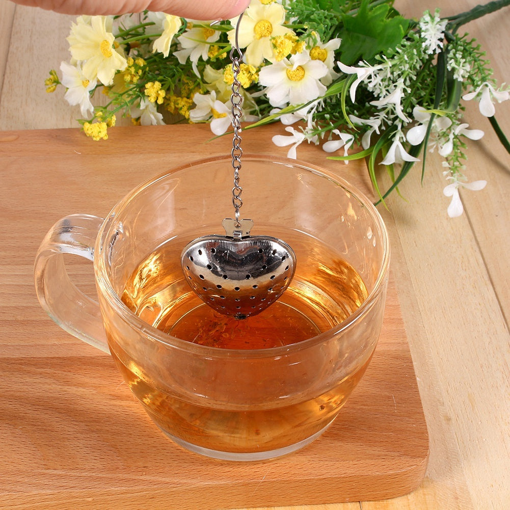 Stainless Steel Loose Tea Infuser Leaf Strainer Filter Diffuser Herbal Spice Heart Chain