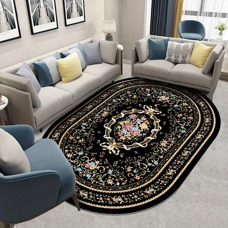 1pc Soft Faux Sheepskin Oval Area Rug - Non-Slip, Easy to Clean, Elegant Home Decor