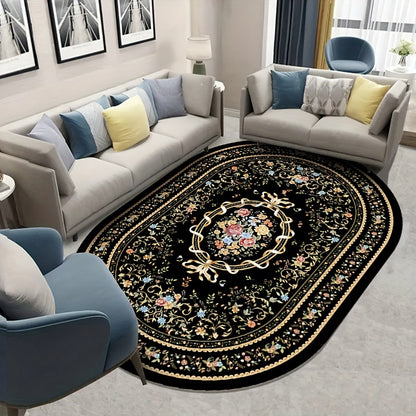 1pc Soft Faux Sheepskin Oval Area Rug - Non-Slip, Easy to Clean, Elegant Home Decor