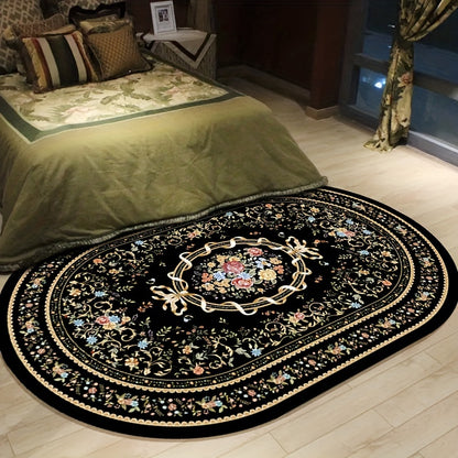 1pc Soft Faux Sheepskin Oval Area Rug - Non-Slip, Easy to Clean, Elegant Home Decor