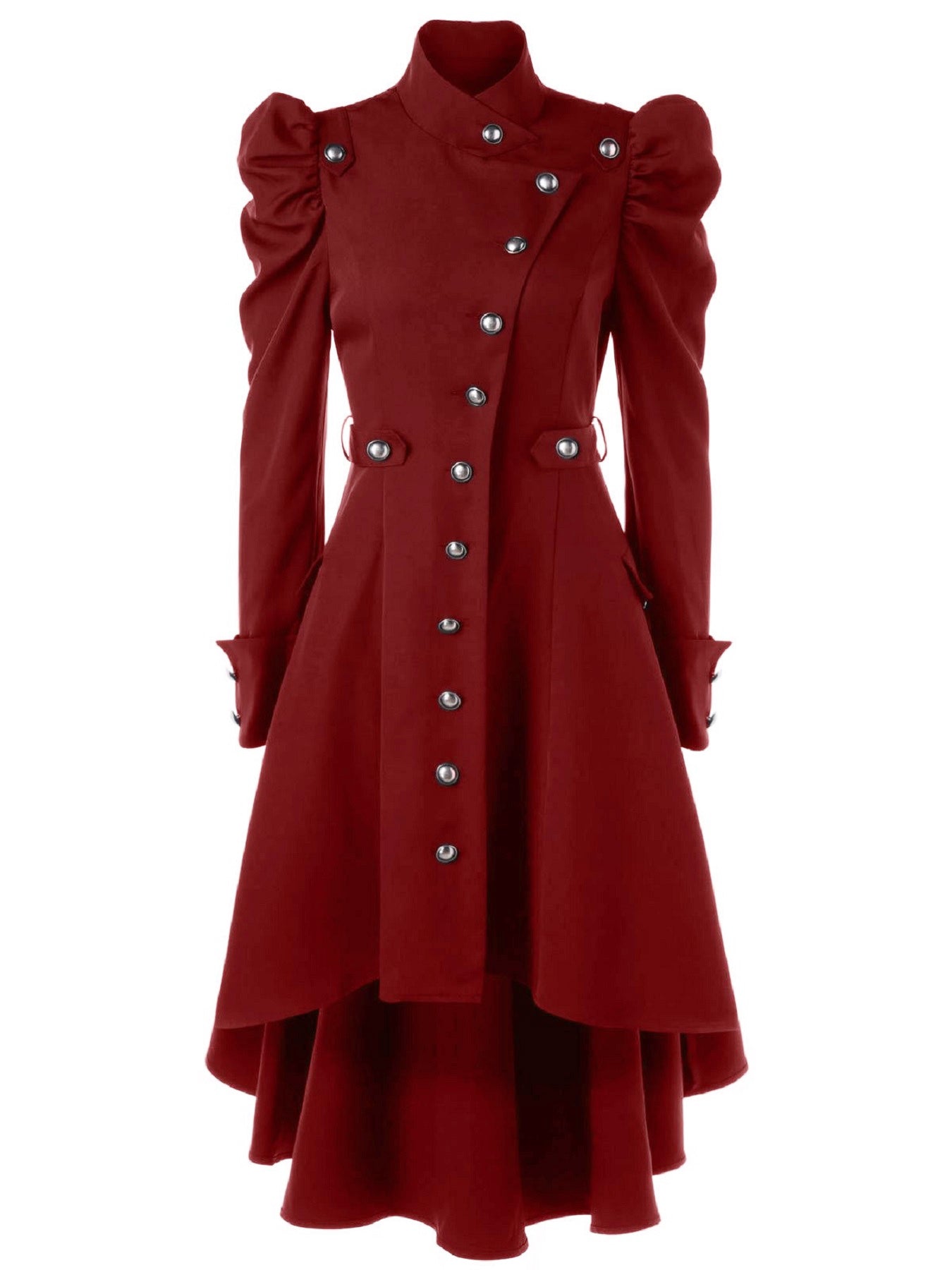 Solid Double Breasted Pea Coat, Belted Buckle, Mid-Length Outerwear, Women's Clothing
