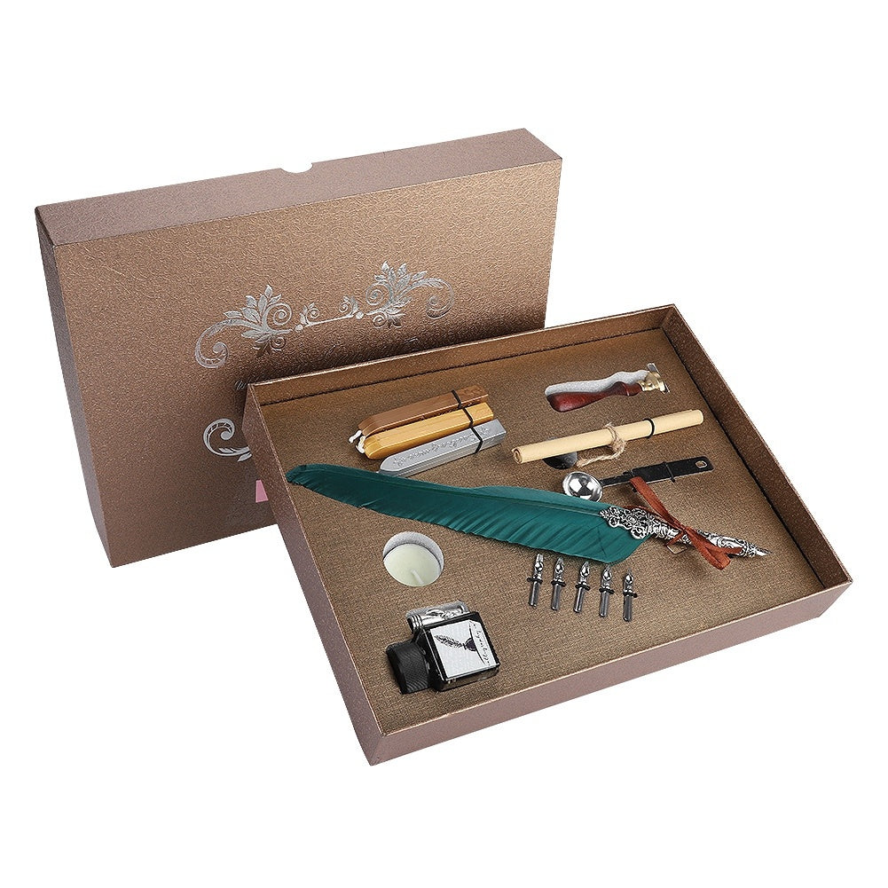 Retro Quill Feather Writing Pen Gift Box Set