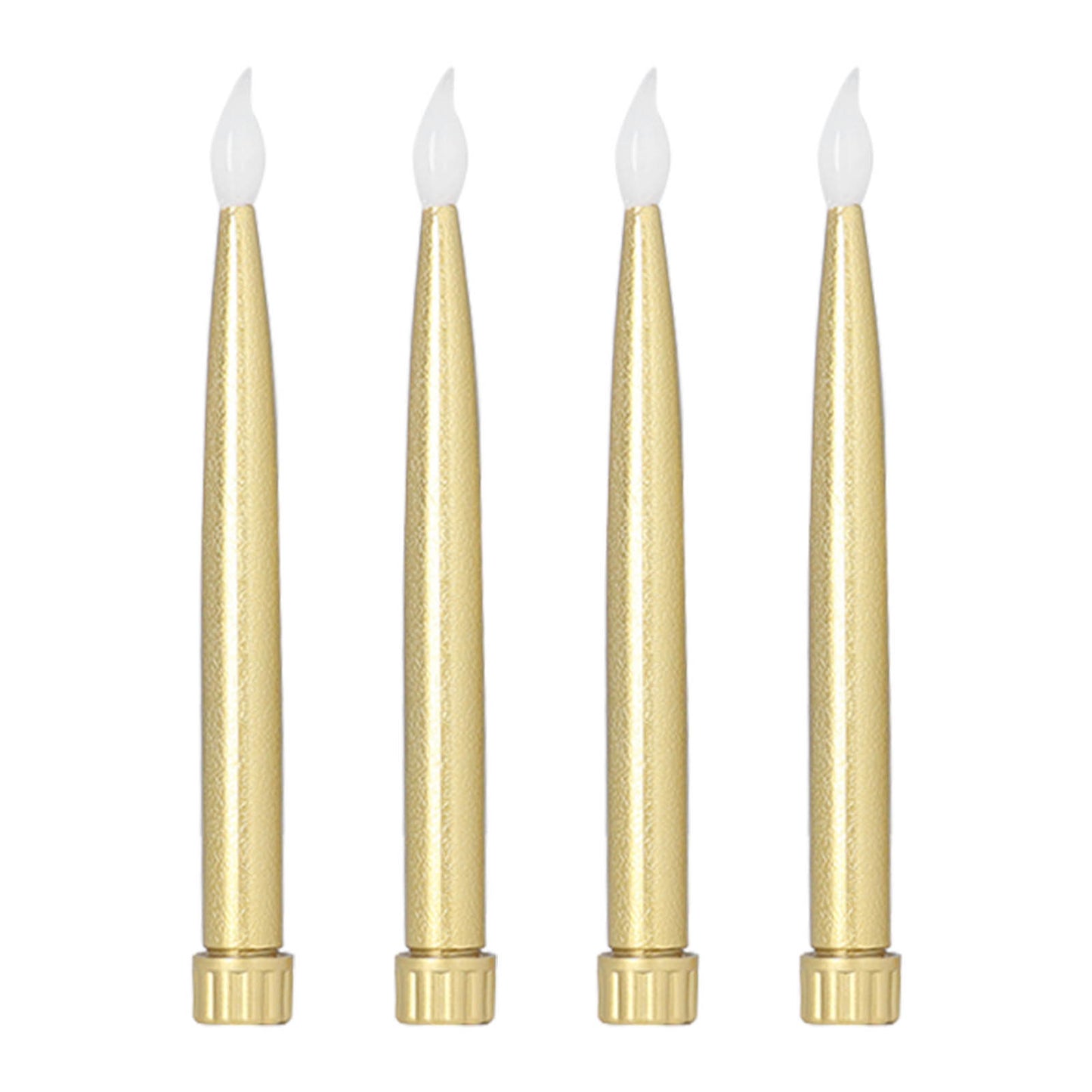 4Pcs Gold Taper LED Candles- Battery Powered