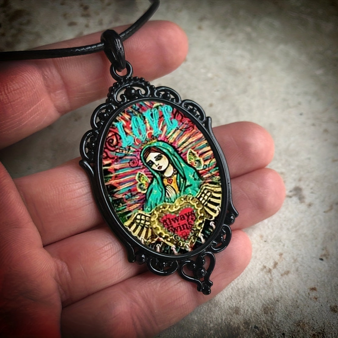 1 Pc Victorian Costume Necklace, Dark Cemetery and Bats Pendant, Halloween Jewelry