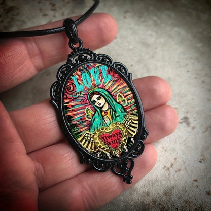 1 Pc Victorian Costume Necklace, Dark Cemetery and Bats Pendant, Halloween Jewelry