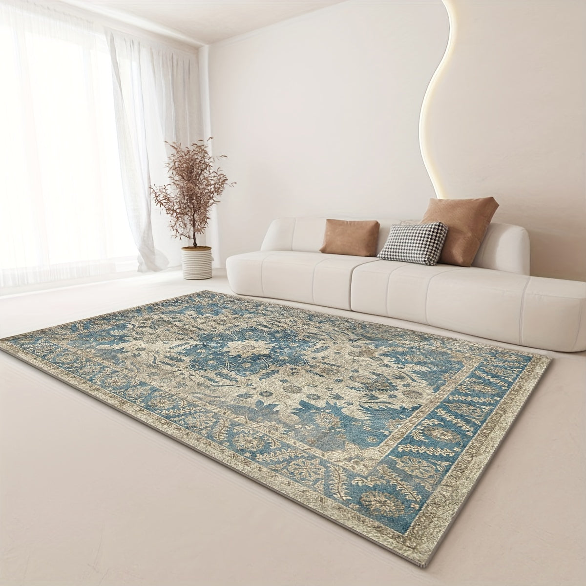 1pc Washable Nordic Style Area Rug - Soft, Vintage, Victorian