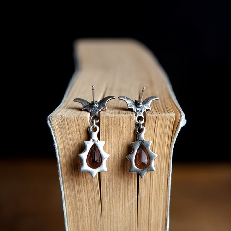 2pcs Retro Bats, Red Crystal Earrings, Victorian Style Jewelry, Halloween, Events